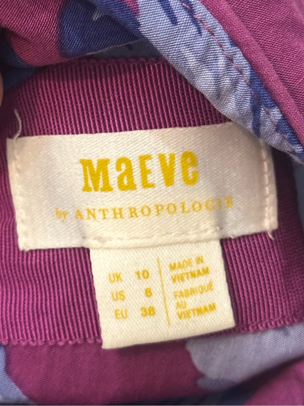 Anthropologie Maeve Purple Blue scalloped Floral Dress 38812 - Picture 8 of 9